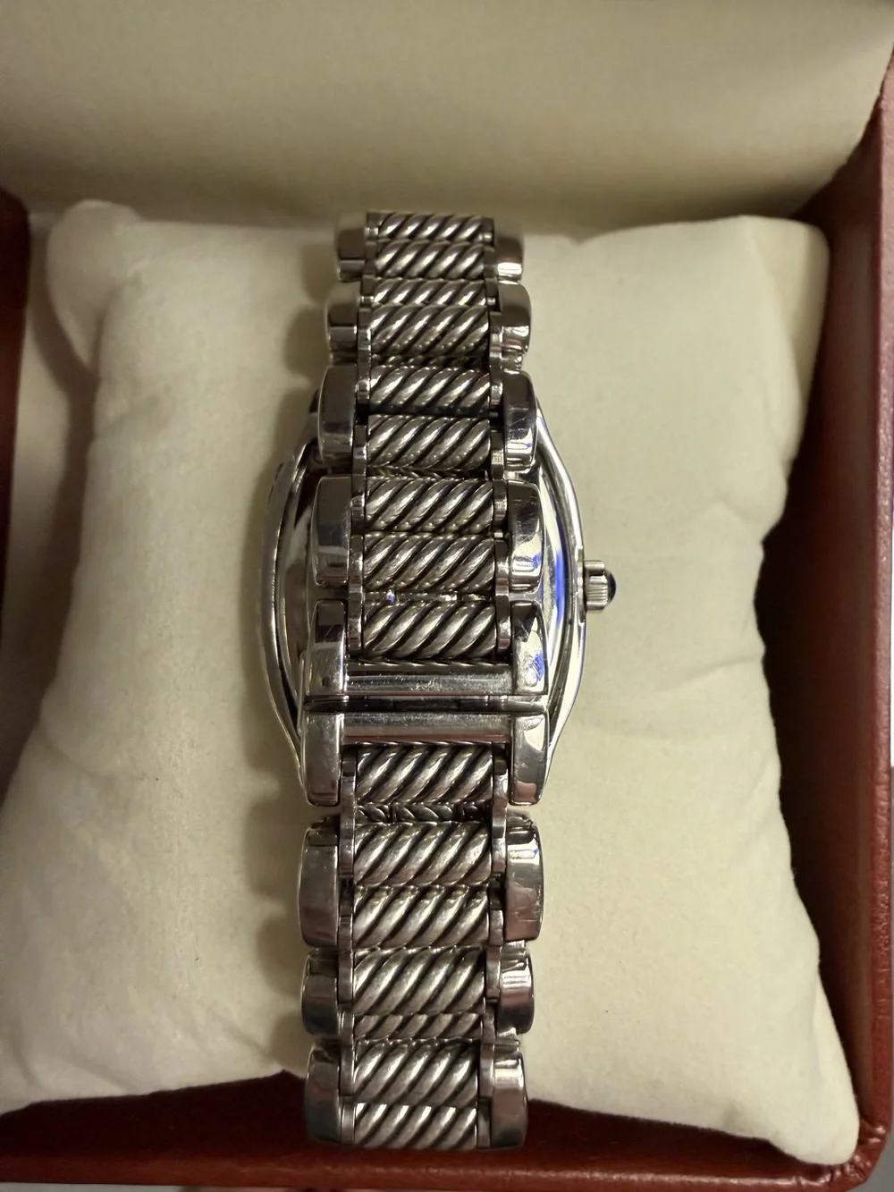 David Yurman Women's Diamond Bezel Watch Silver Cable Link
